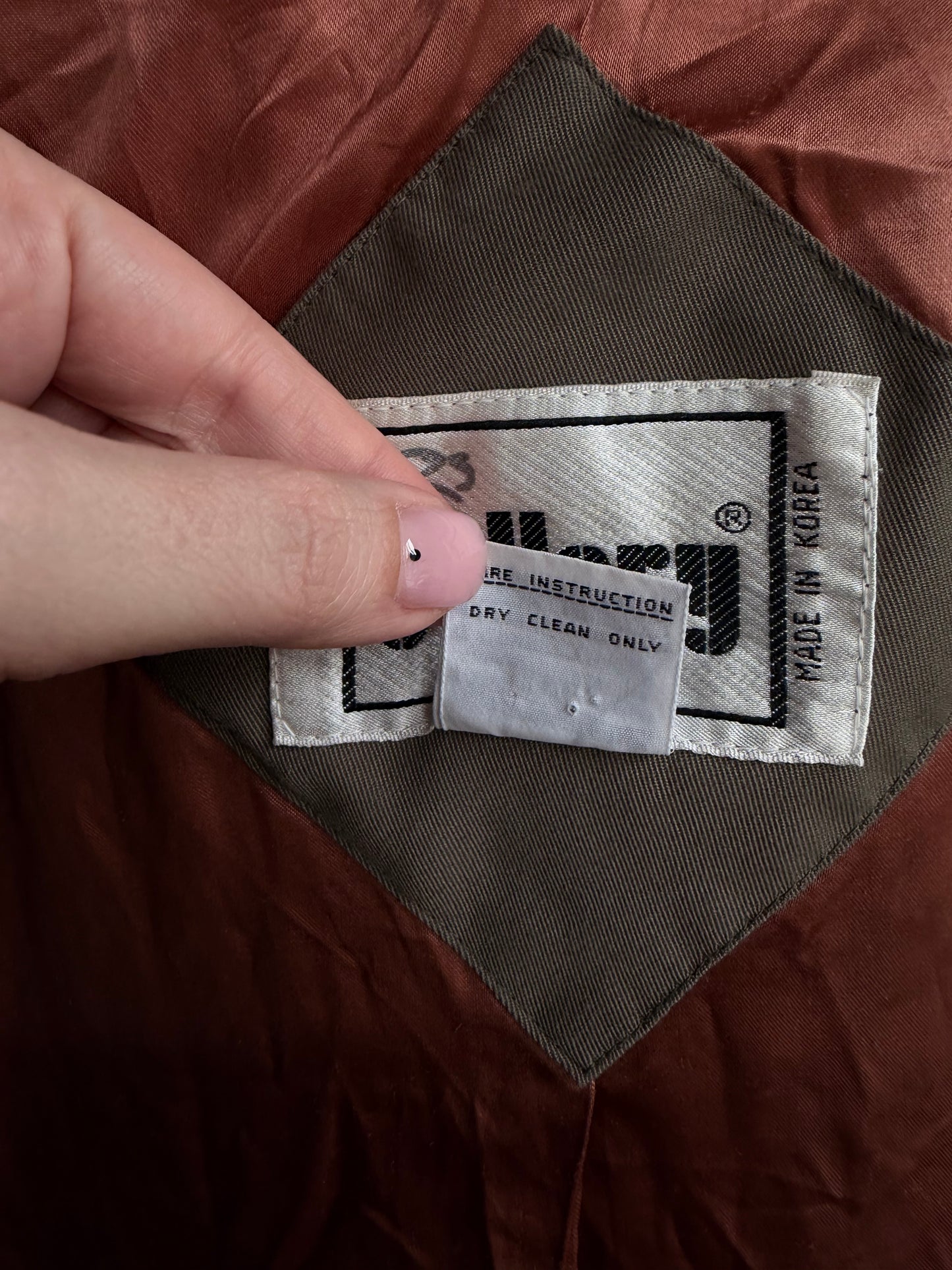 80s Gallery green trench. Made in Korea