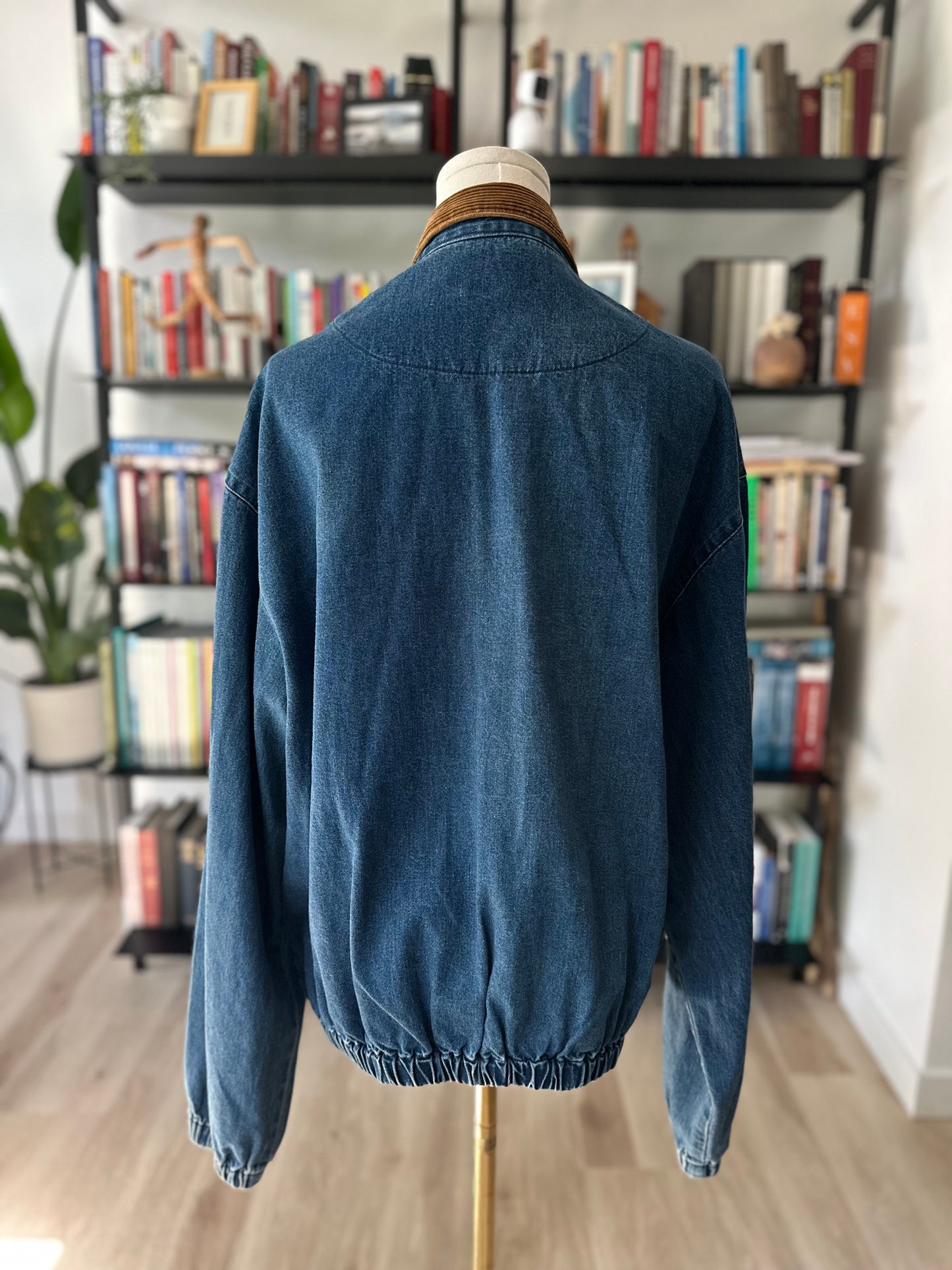 80s/90s Polo Ralph Lauren denim bomber with corduroy collar. Made in the USA