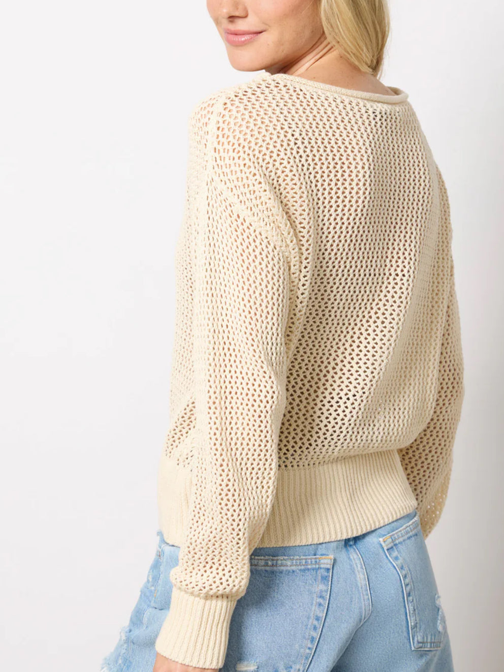 Sanctuary open knit cotton sweater. Size medium