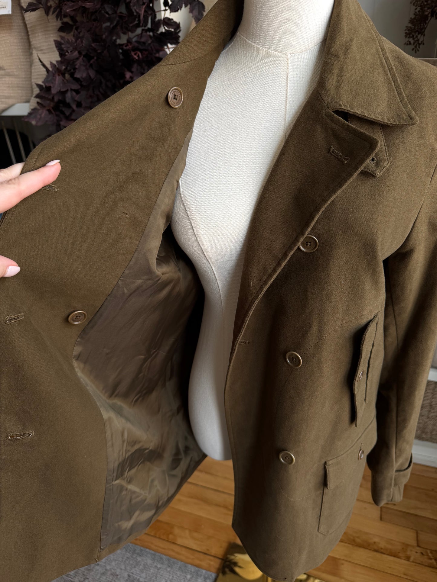 90s Lauren by Ralph Lauren brushed cotton pea coat. Made in Hong Kong. Fits XS-M petite