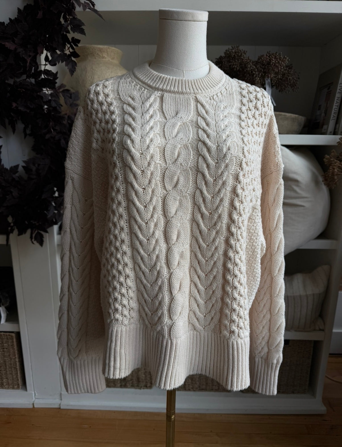 Everlane Cable Sweater in Everyday Cotton. Size L