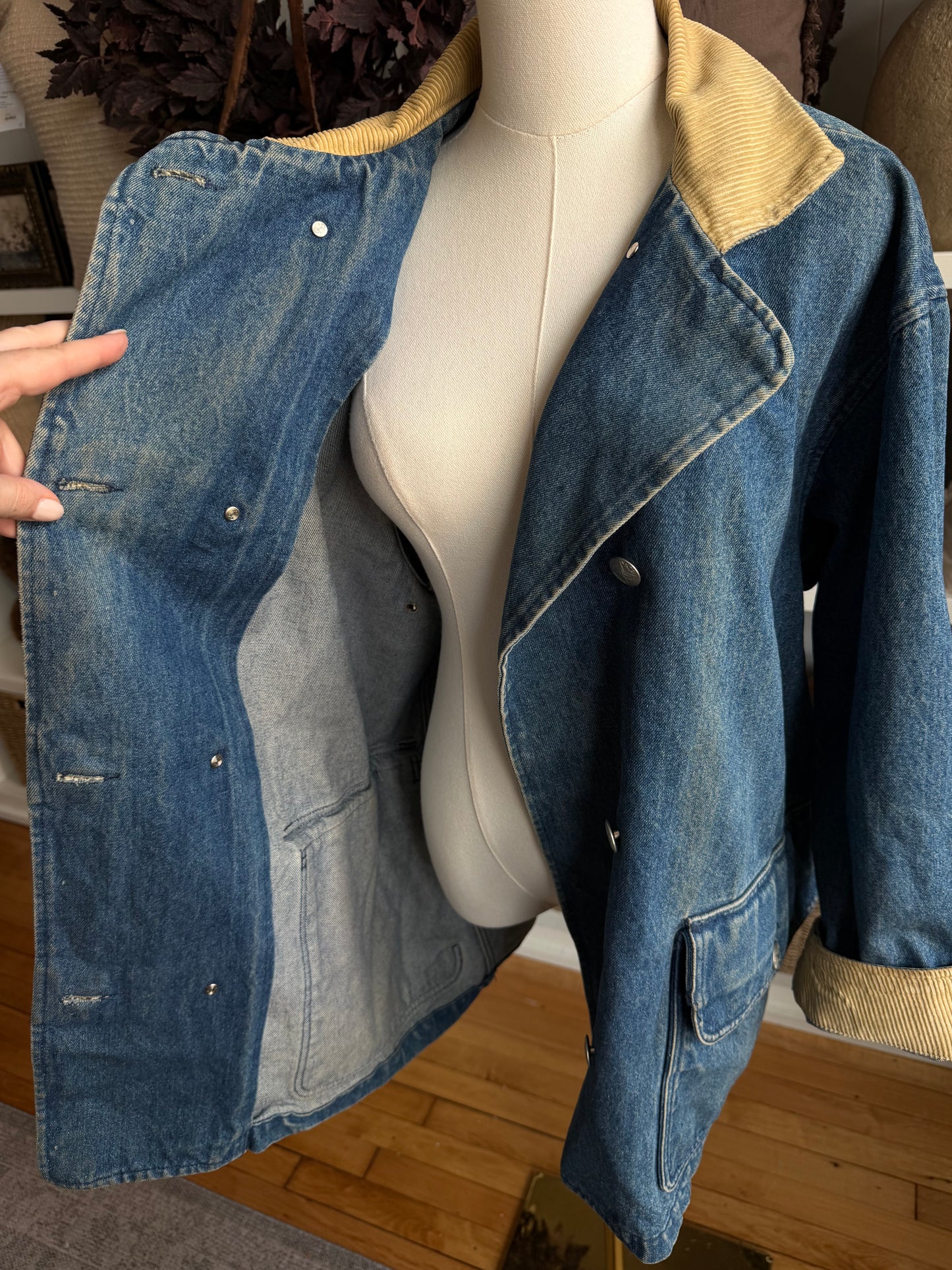90s Nautica denim pea coat. Fits S-M