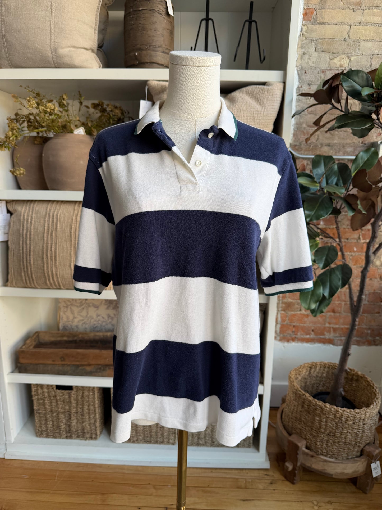 80s Lands End striped polo shirt. Made in the USA