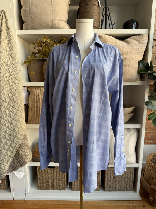 90s Brooks Brothers blue plaid poplin button down