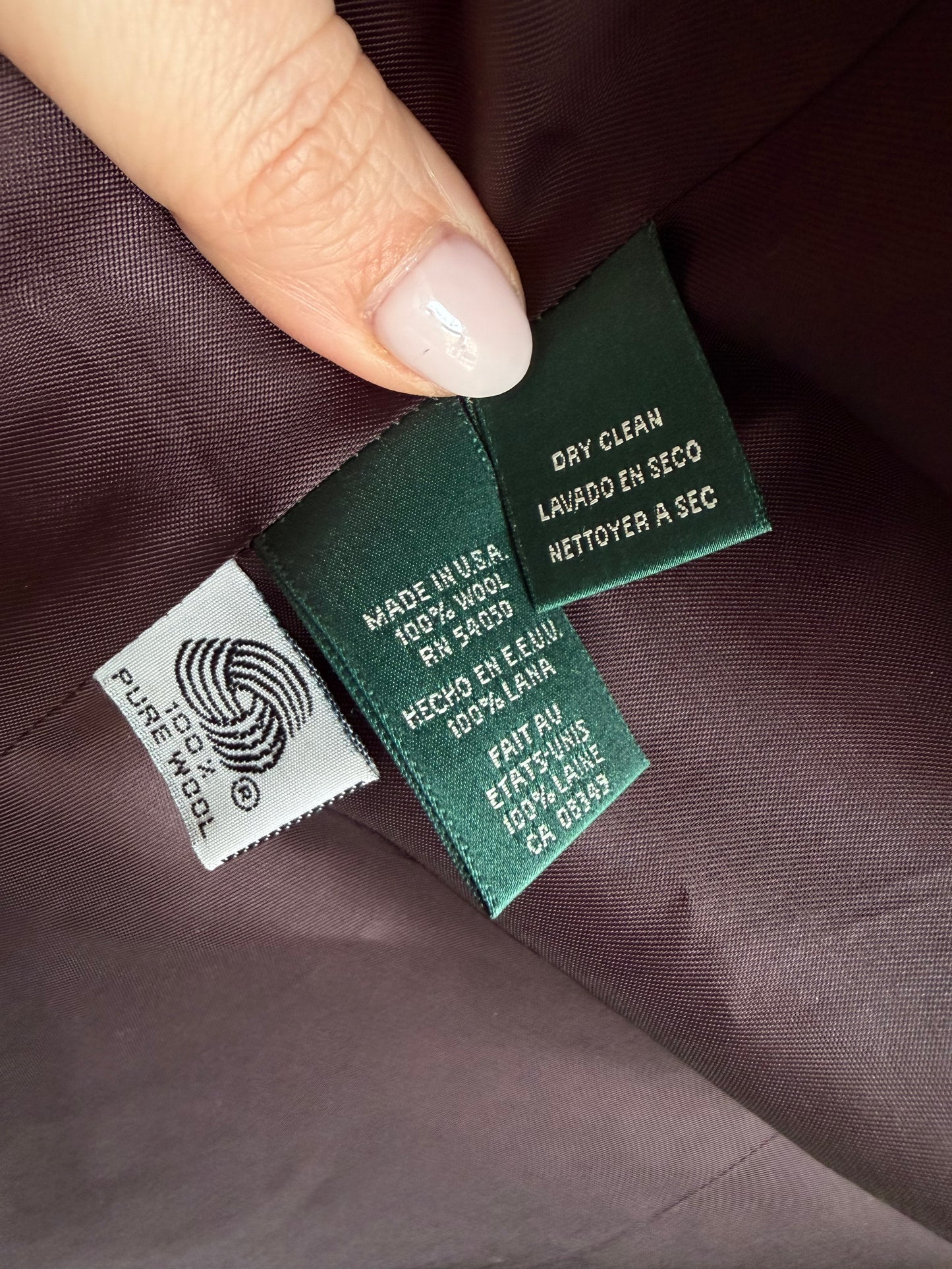 90s Lauren by Ralph Lauren wool double breasted blazer. Made in the USA. Fits XS-M petite