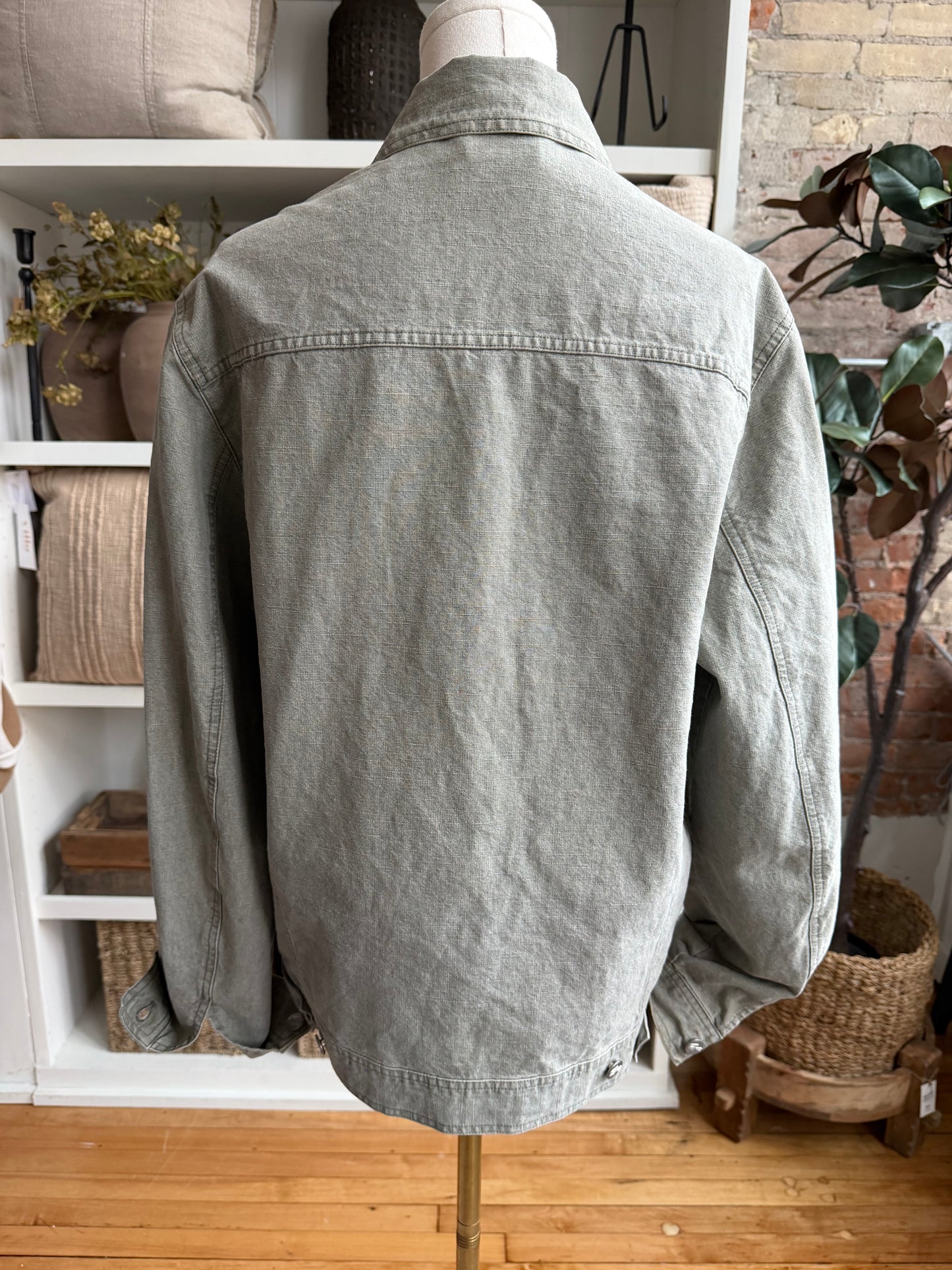 90s Lacoste sage green light weight denim jacket
