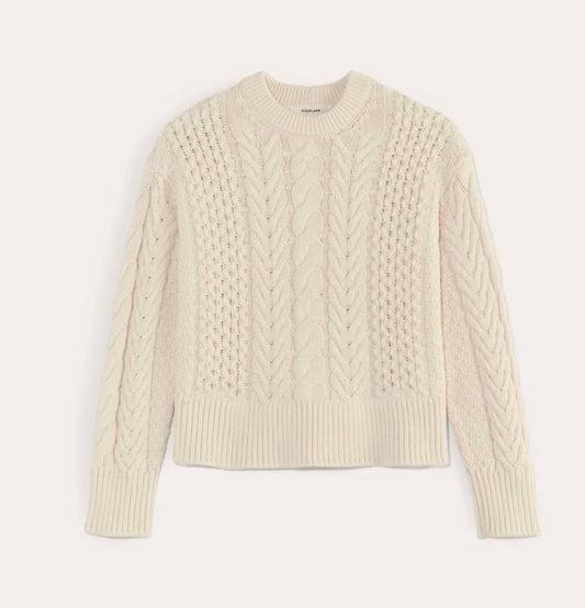 Everlane Cable Sweater in Everyday Cotton. Size L