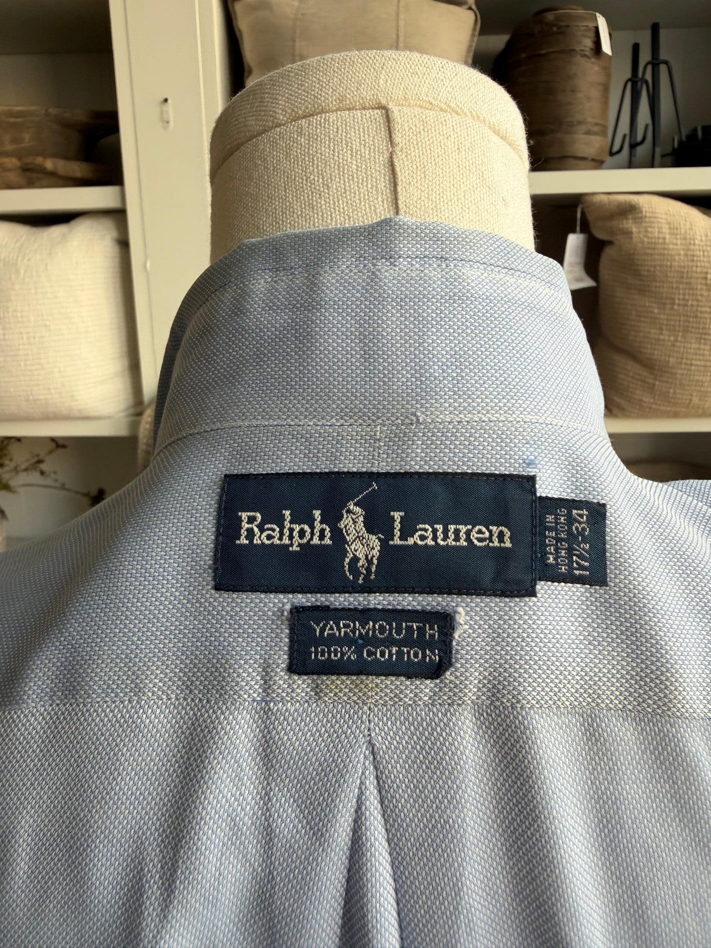 90s Ralph Lauren blue Yarmouth button down. Made in Hong Kong