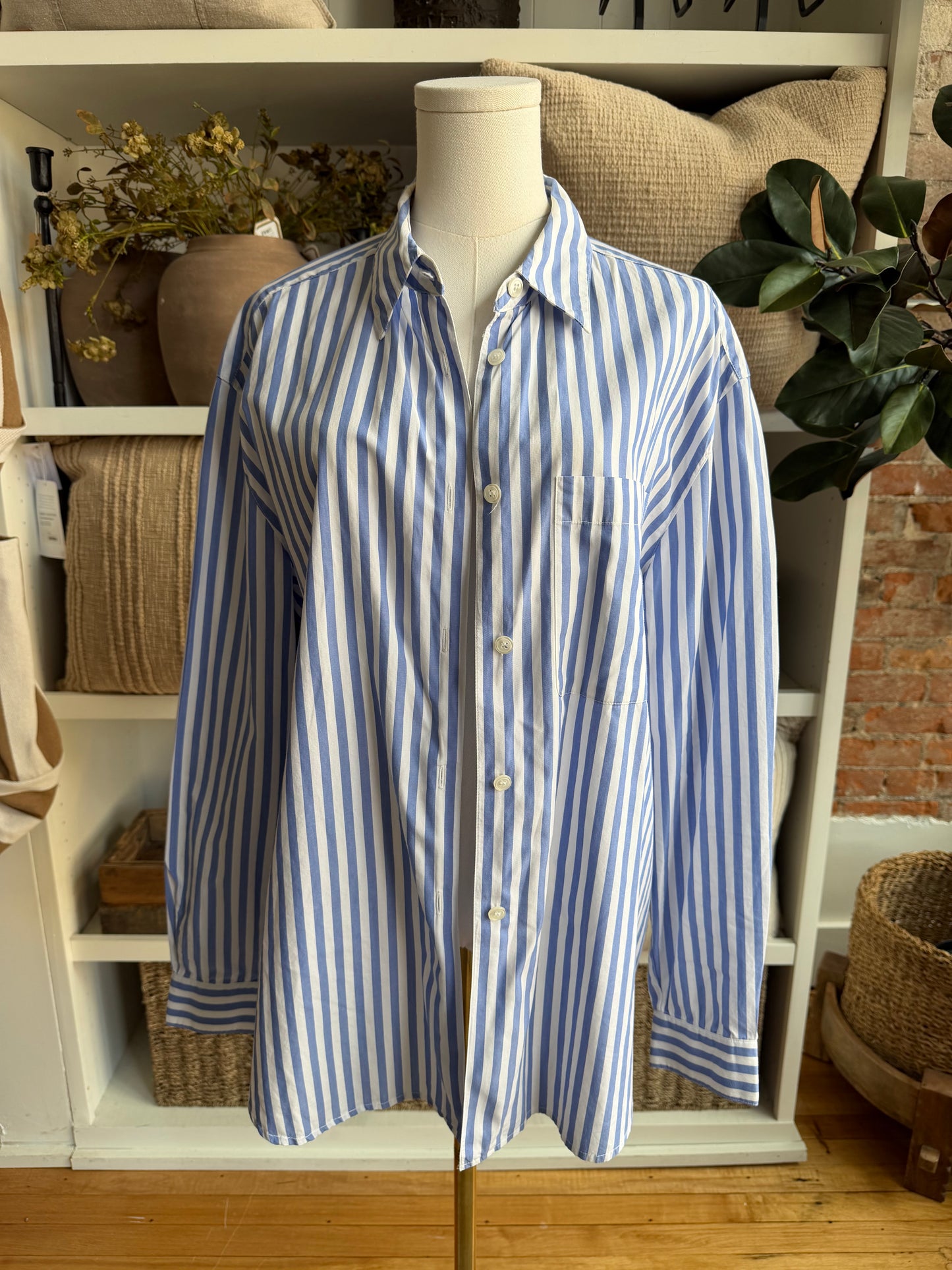 90s Lizsport striped poplin button down
