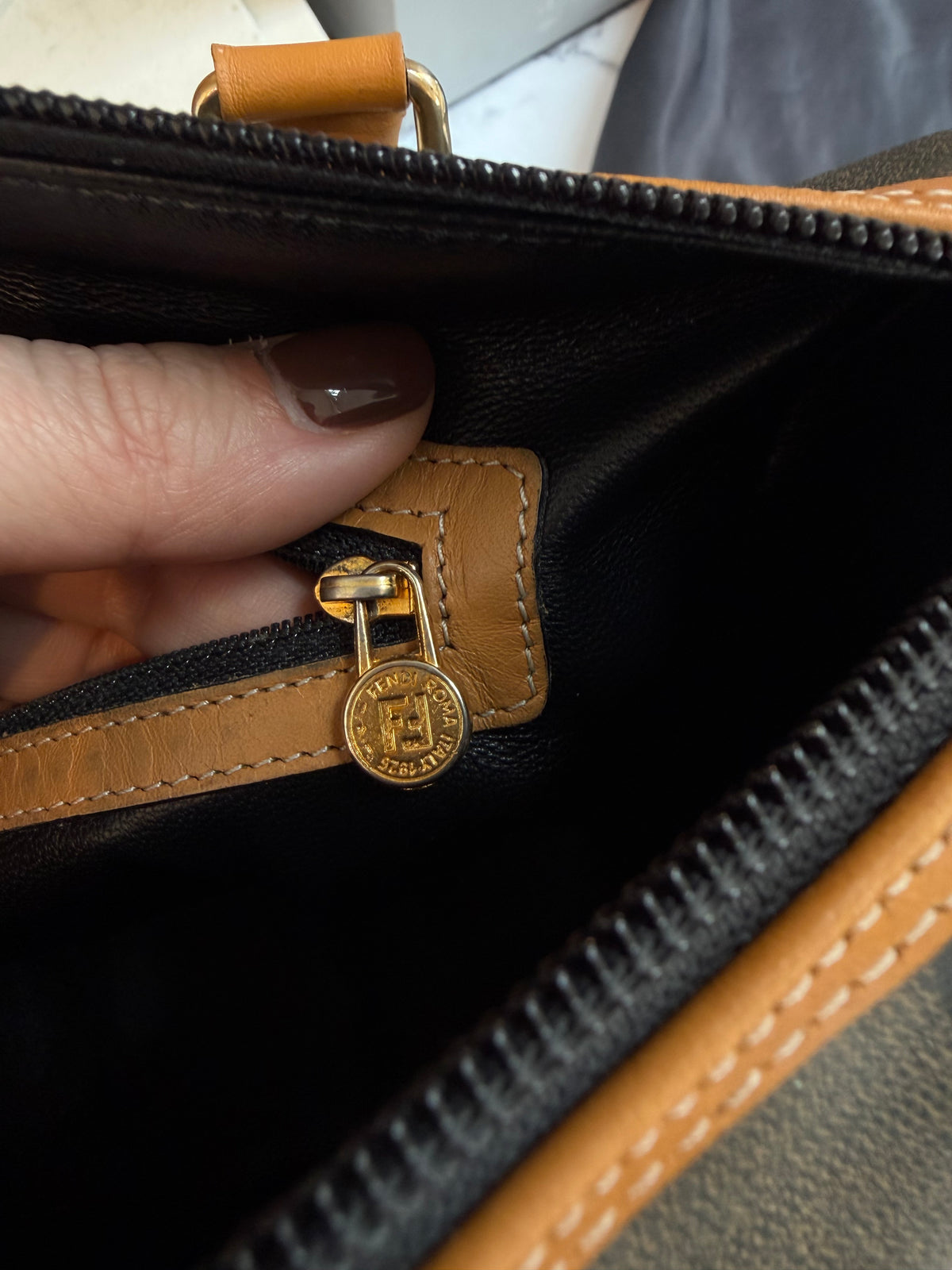 80s Fendi Pequin Boston bag with original duster bag and gift bag