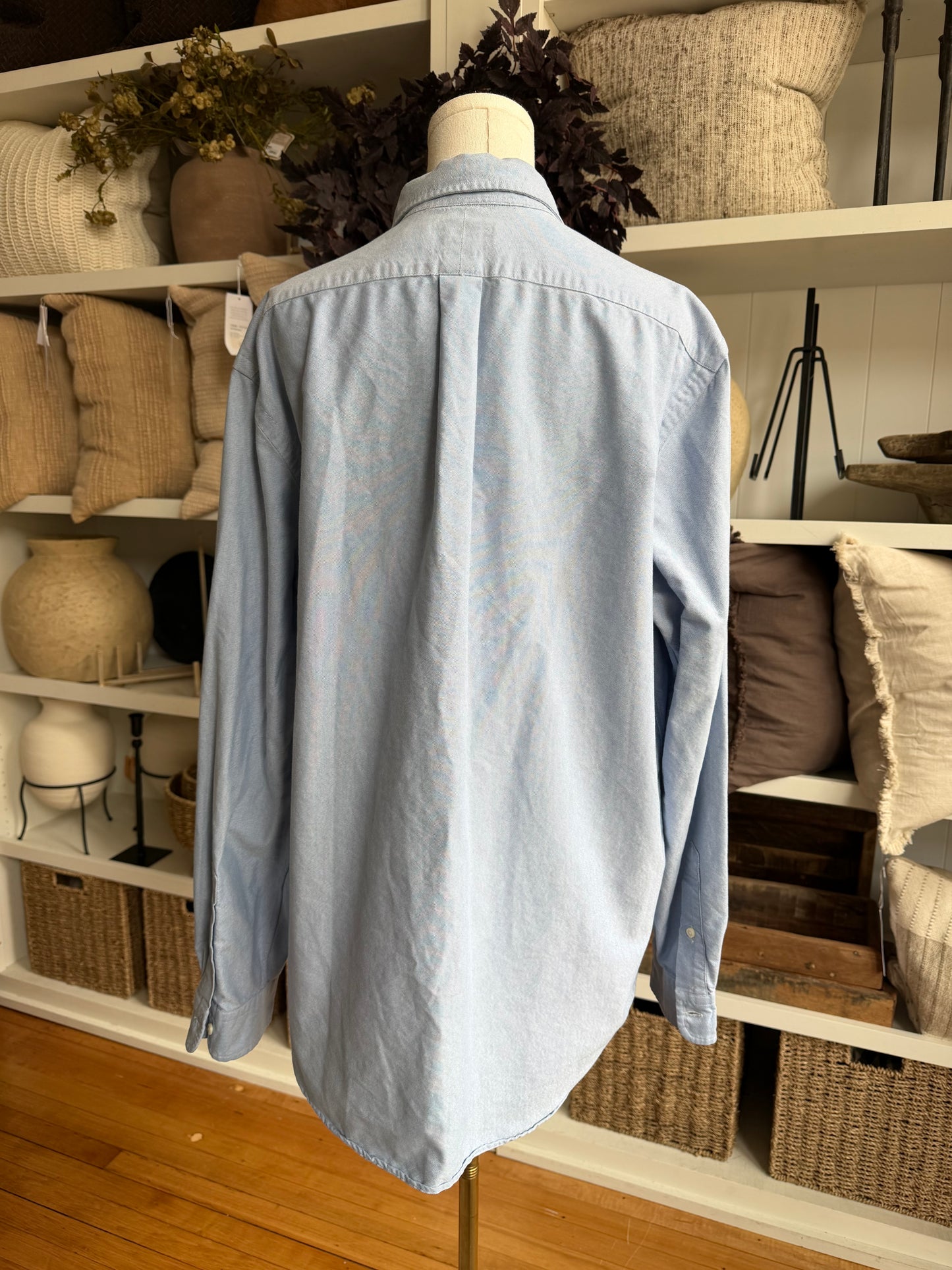 Polo Ralph Lauren blue Oxford button down. Fits S-L