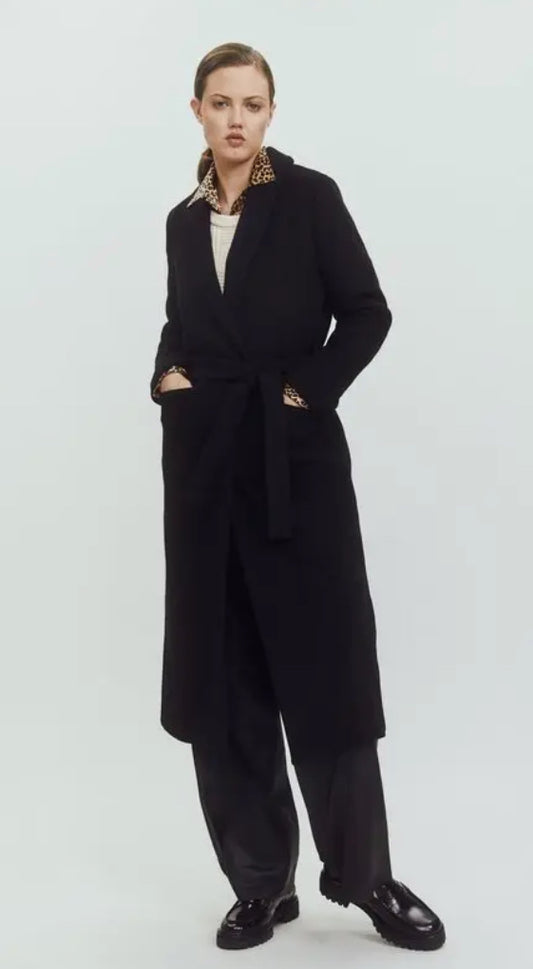 Reformation black wool Downing coat. Size Large