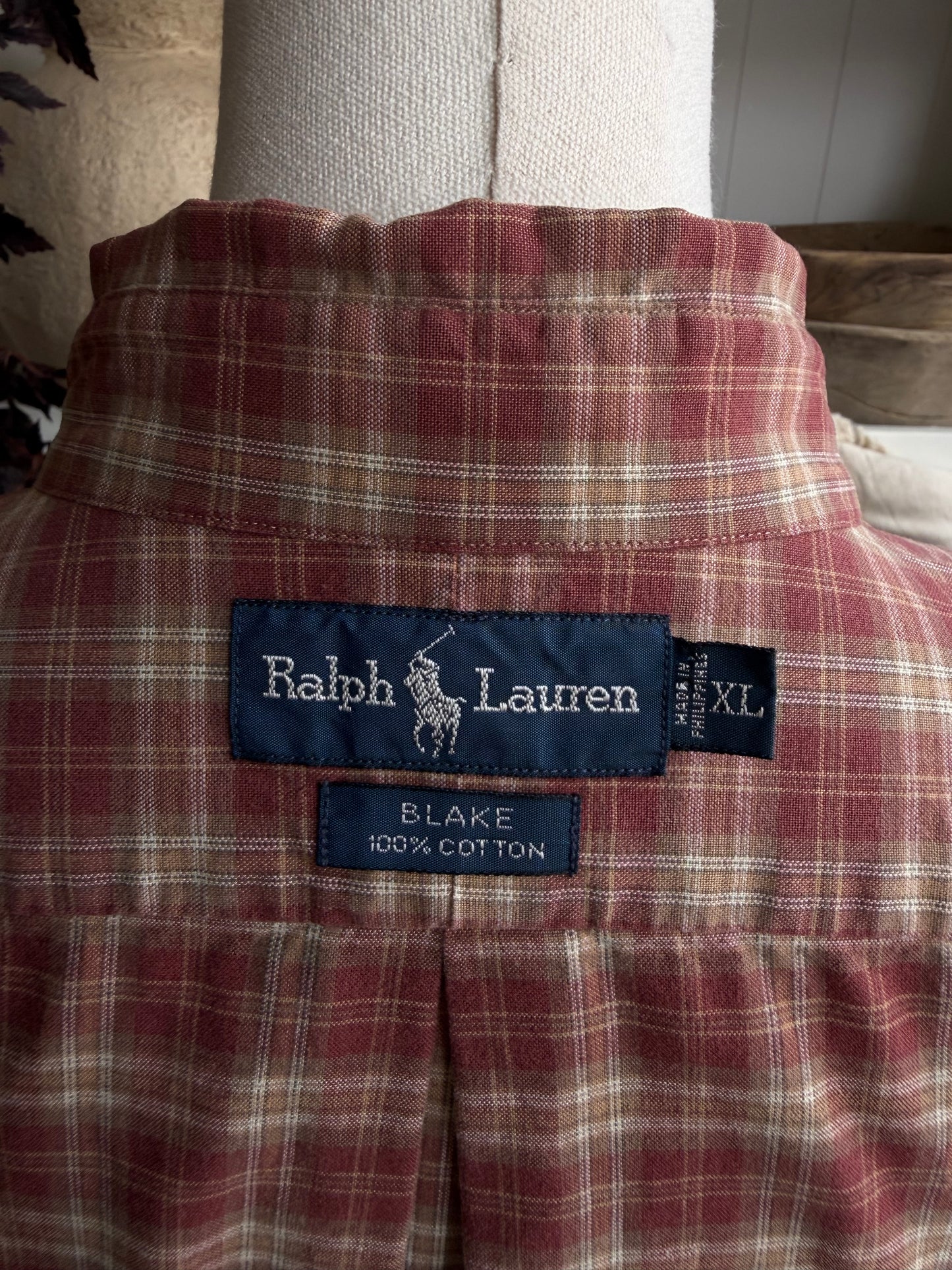 90s Ralph Lauren Blake plaid button down. Fits M-XL