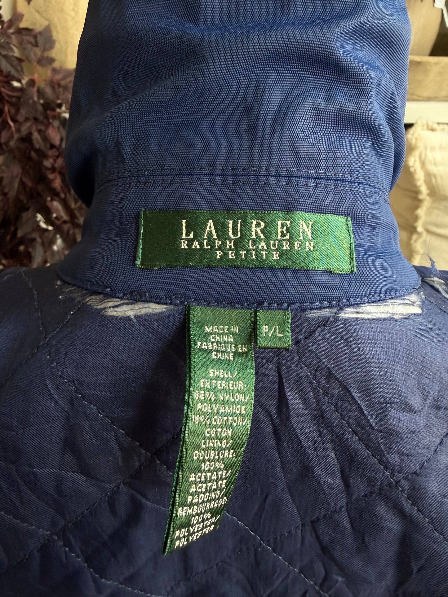 00s Lauren Ralph Lauren blue nylon insulated jacket. Fits XXS-S