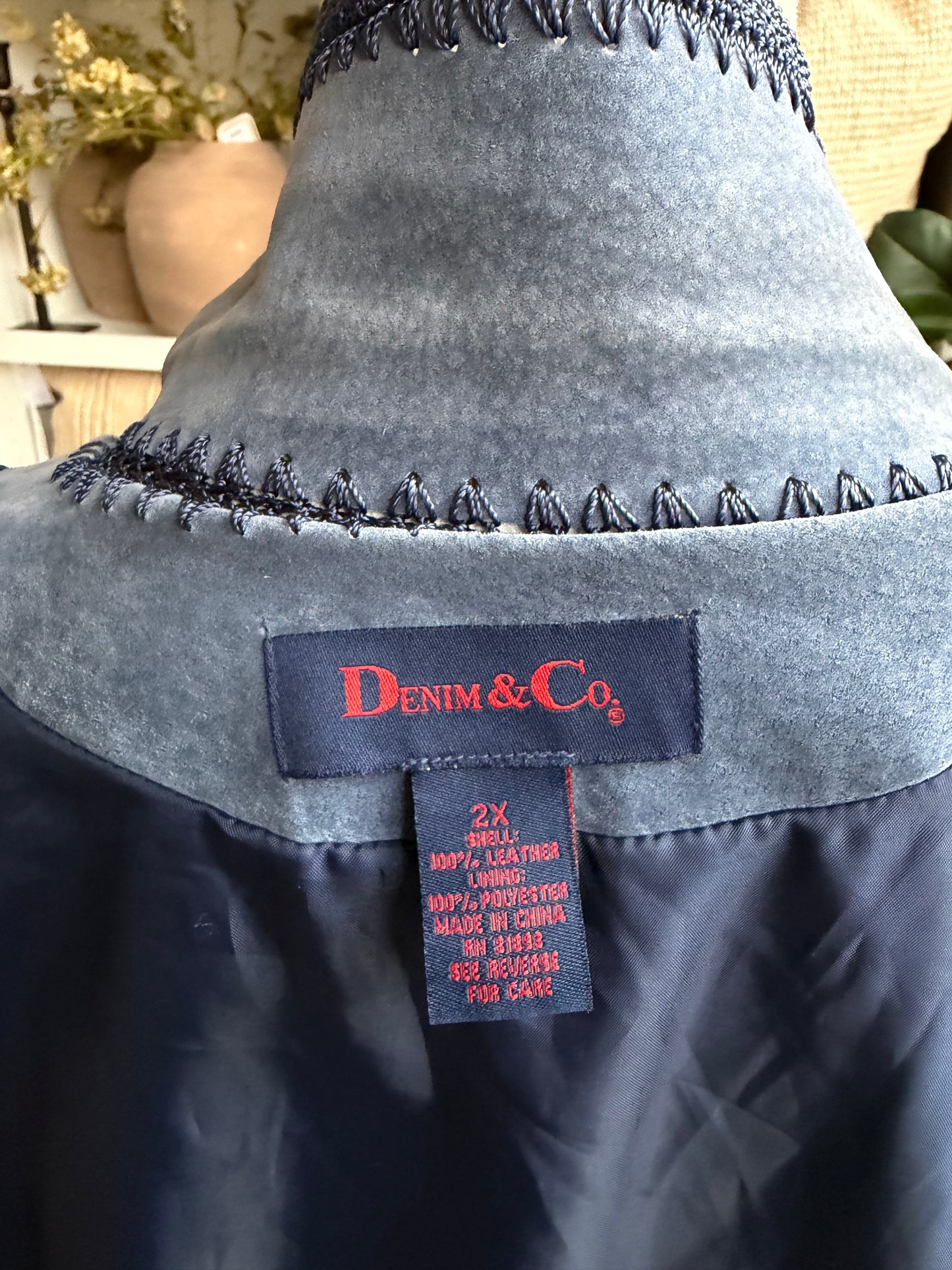 00s Denim and Co suede patchwork jacket