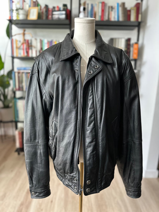 90s Wilson’s black leather bomber with removable lining