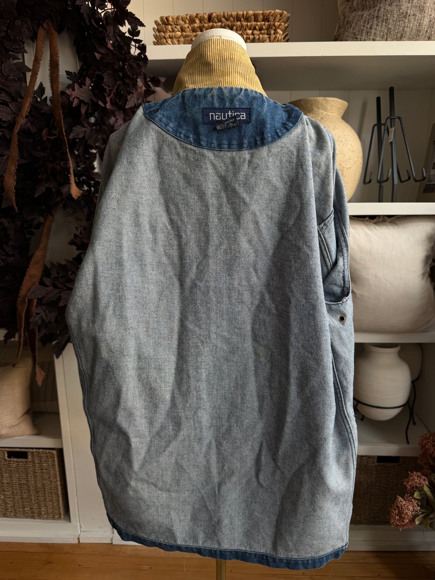 90s Nautica denim pea coat. Fits S-M