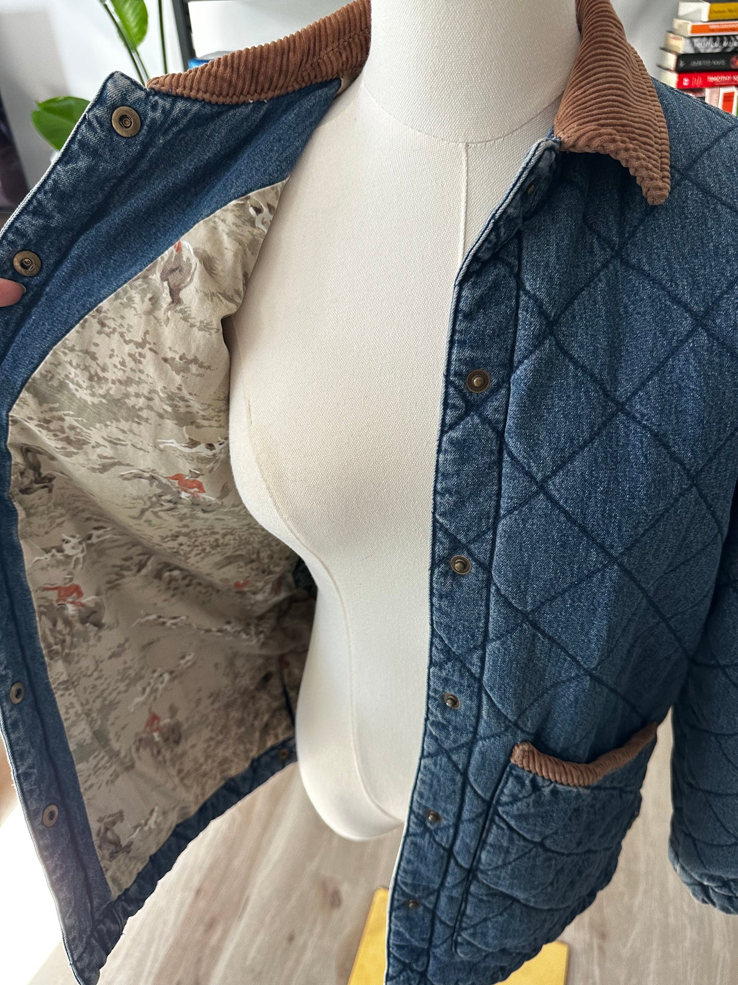 90s Lauren Jeans Co denim quilted chore coat. Made in Hong Kong