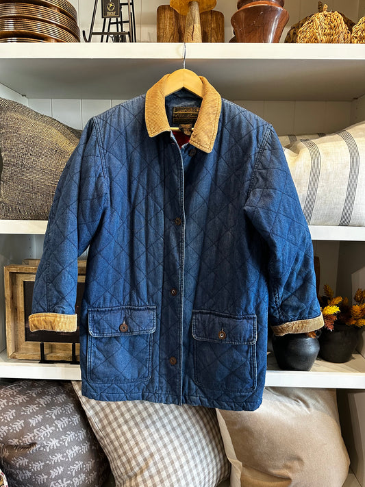 90s Eddie Bauer fleece lined denim chore coat