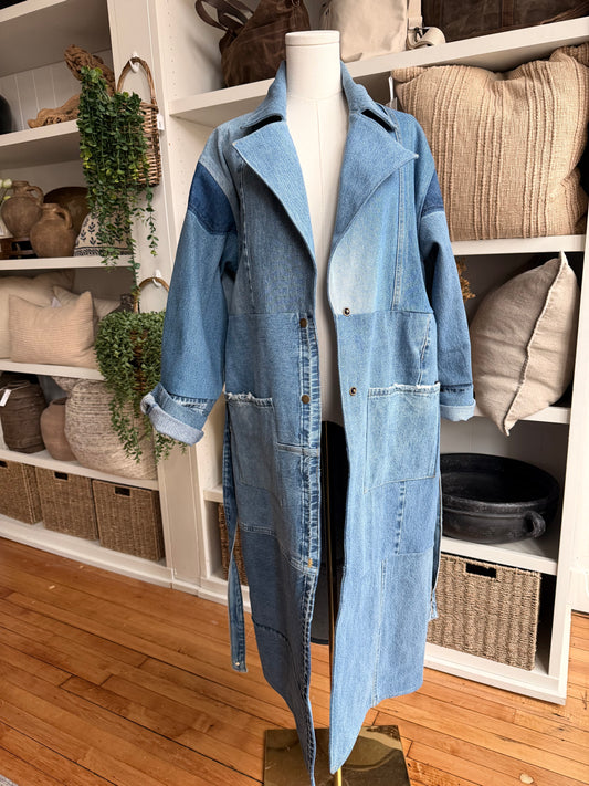 #1 Reworked Vintage Denim trench coat size small
