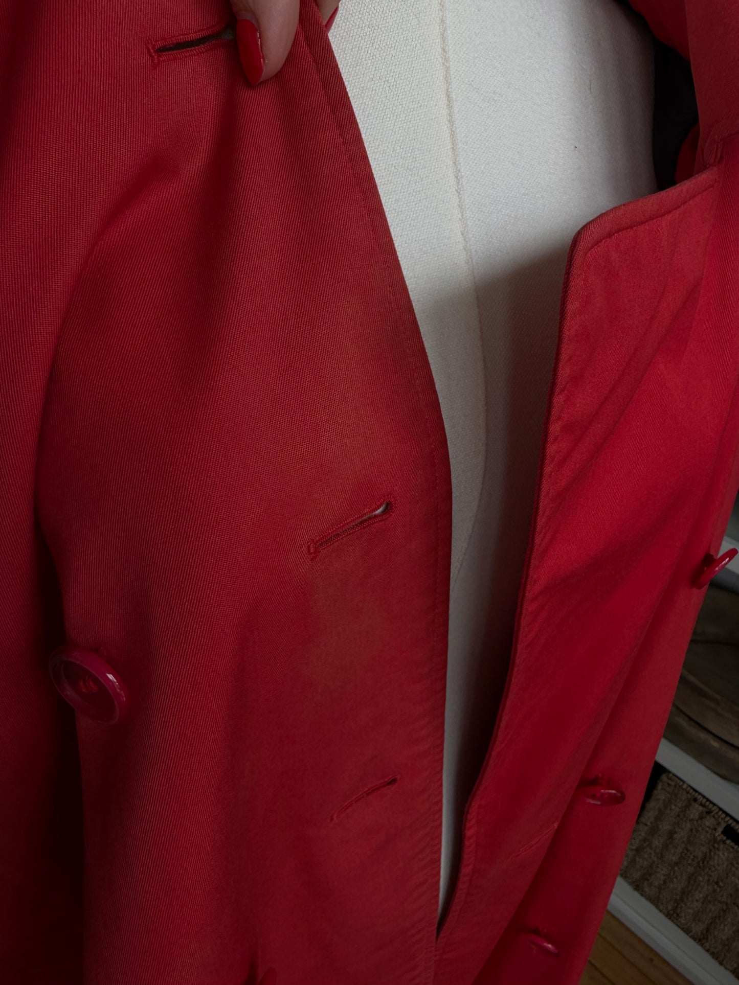 Vintage Burberry red trench. Made in England. Sourced in Paris