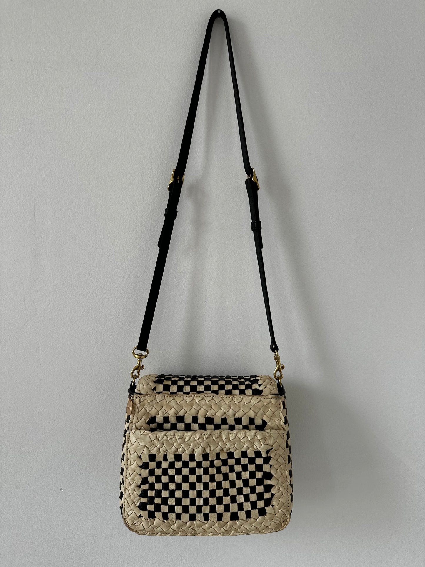 Clare V Louis cream/black woven checker