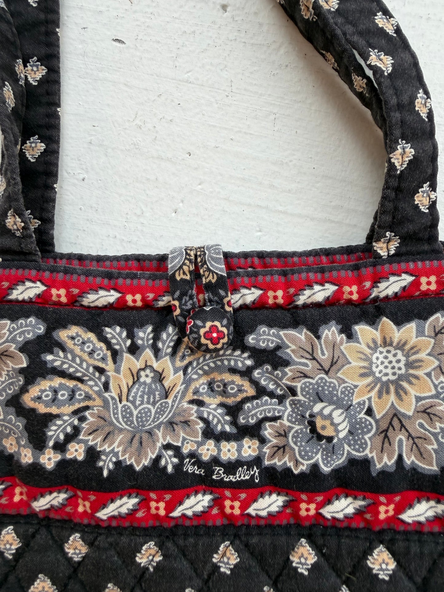 00s Vera Bradley Classic Black tote bag and matching zip top shoulder bag