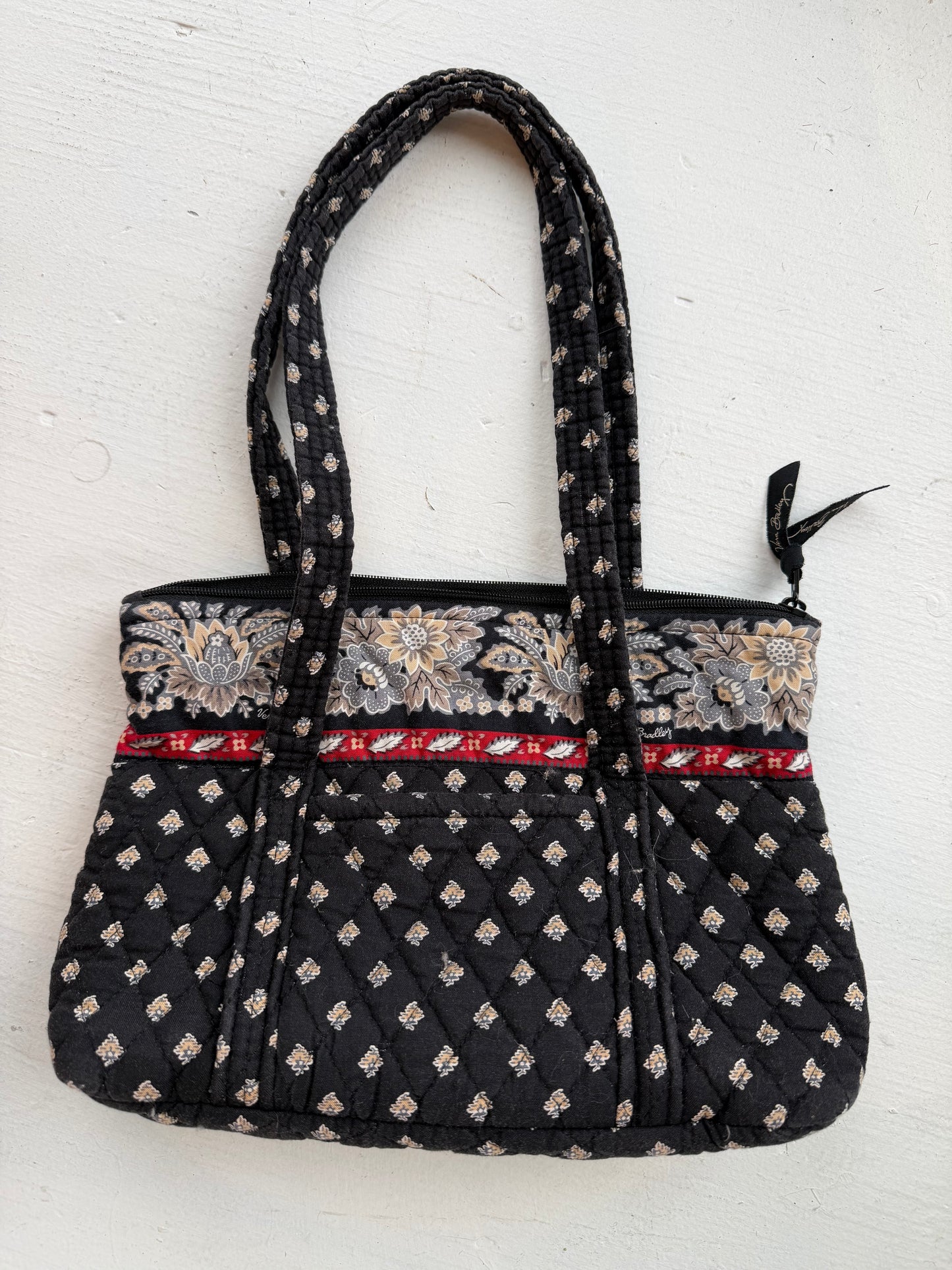 00s Vera Bradley Classic Black tote bag and matching zip top shoulder bag