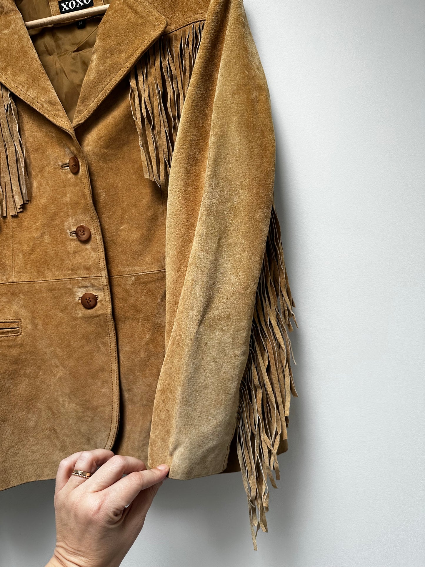 Vintage XOXO suede fringe jacket