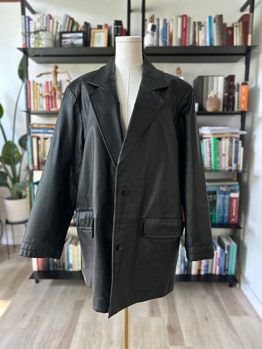 90s G111 black leather blazer