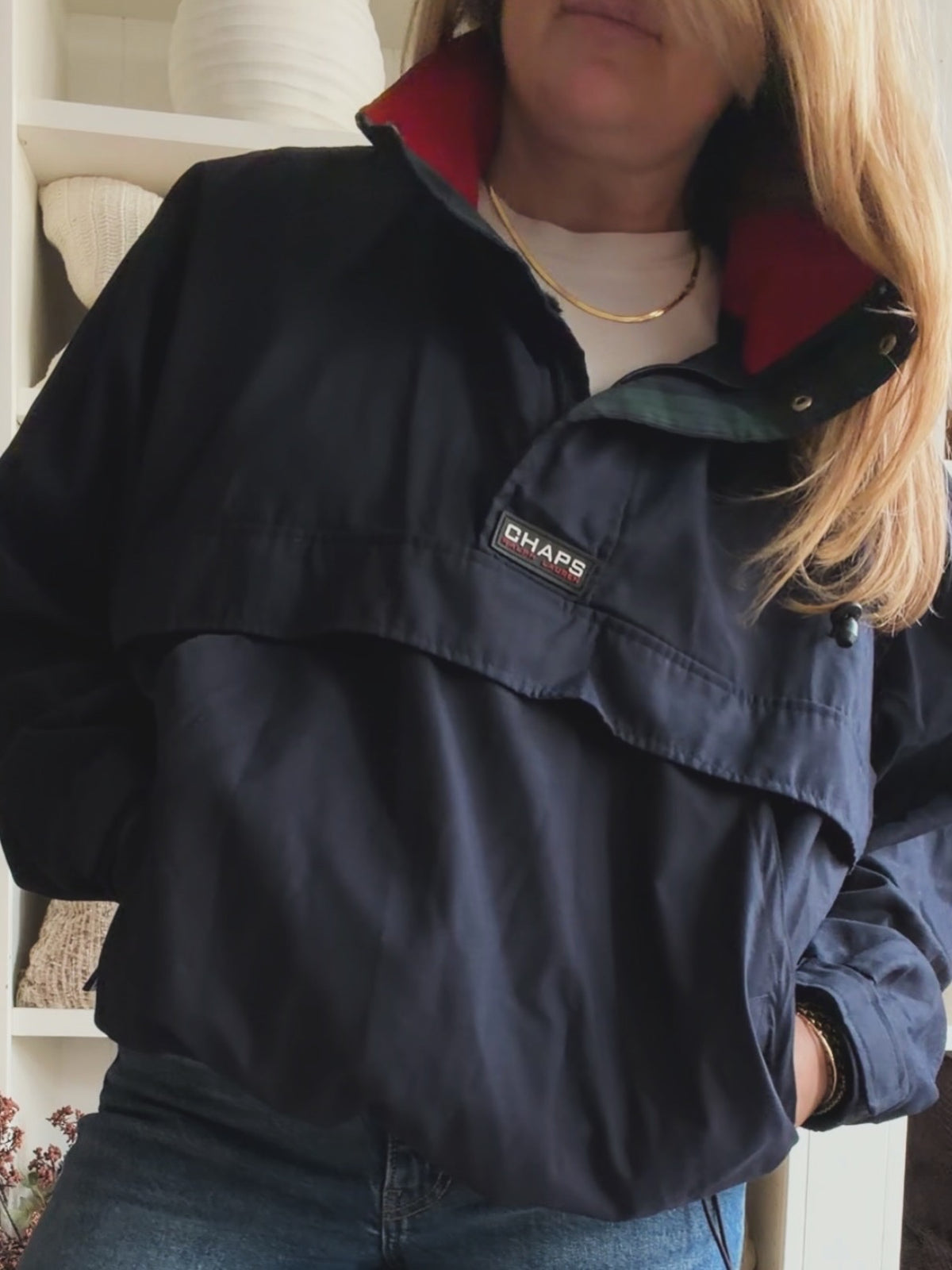 90s Chaps Ralph Lauren navy anorak parka. Fits S-L
