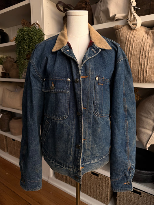 80s Polo Ralph Lauren denim wool lined denim jacket. Made in the USA