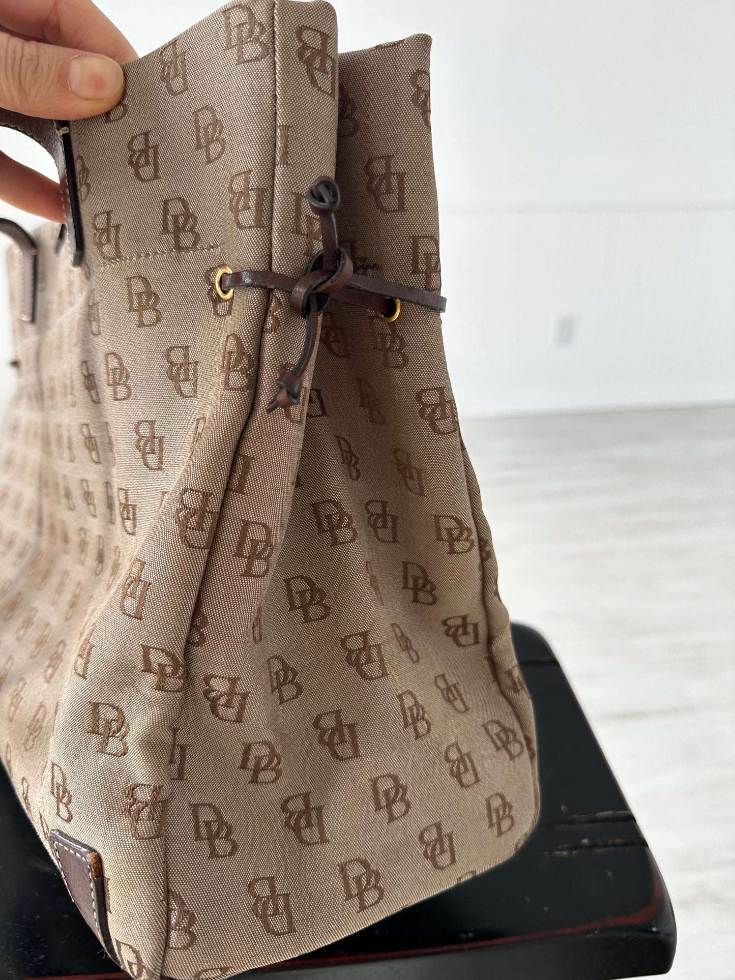 90s Dooney and Bourke signature monogram canvas tote bag