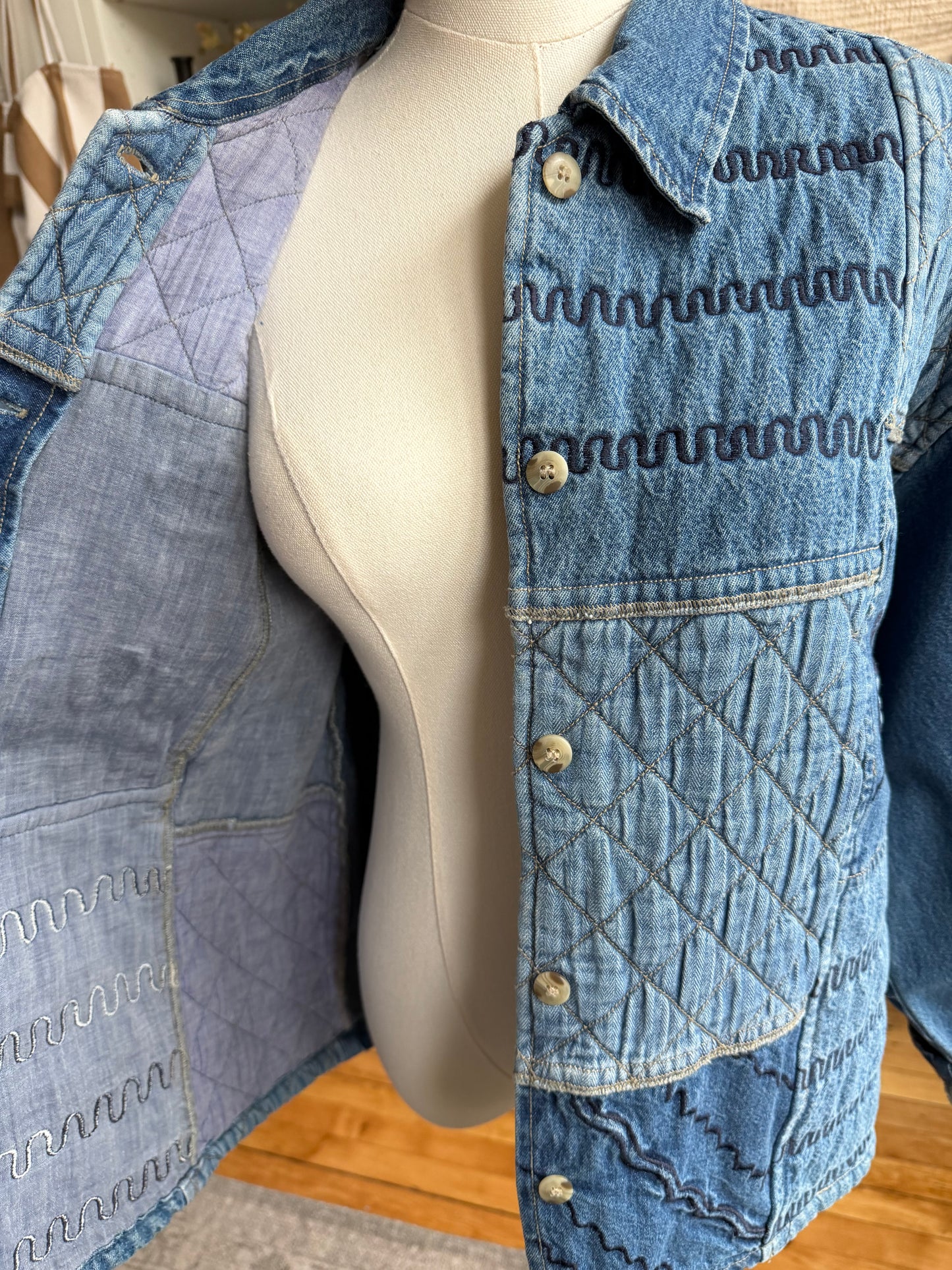 90s New Directions quilted denim jacket
