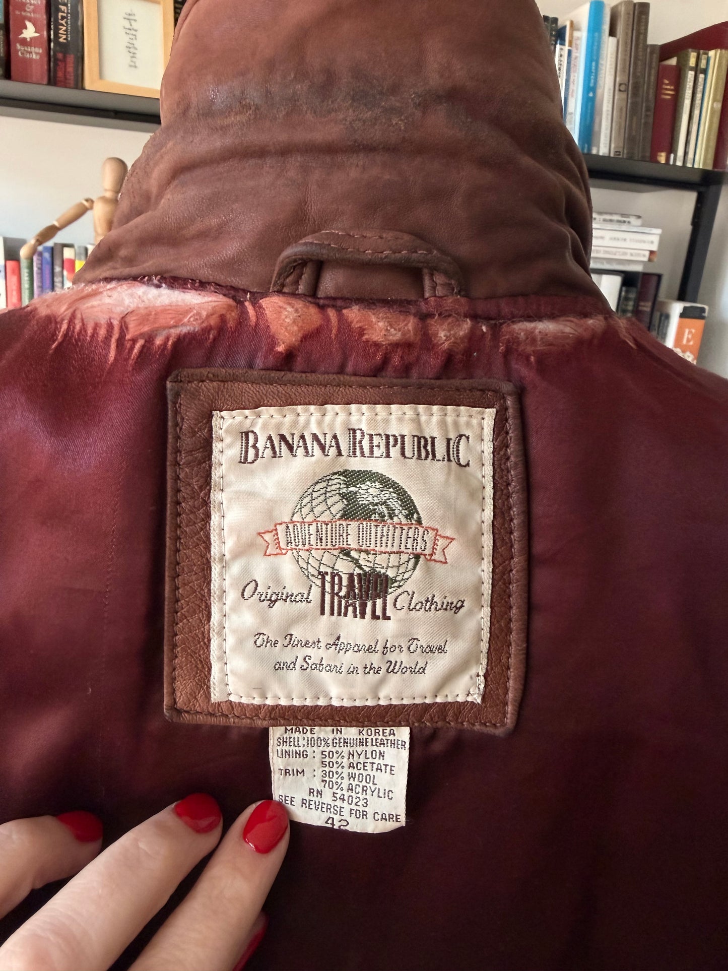 90s Banana Republic Leather Bomber. Made in Korea