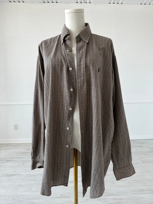 90s Ralph Lauren Blake brown plaid button down.