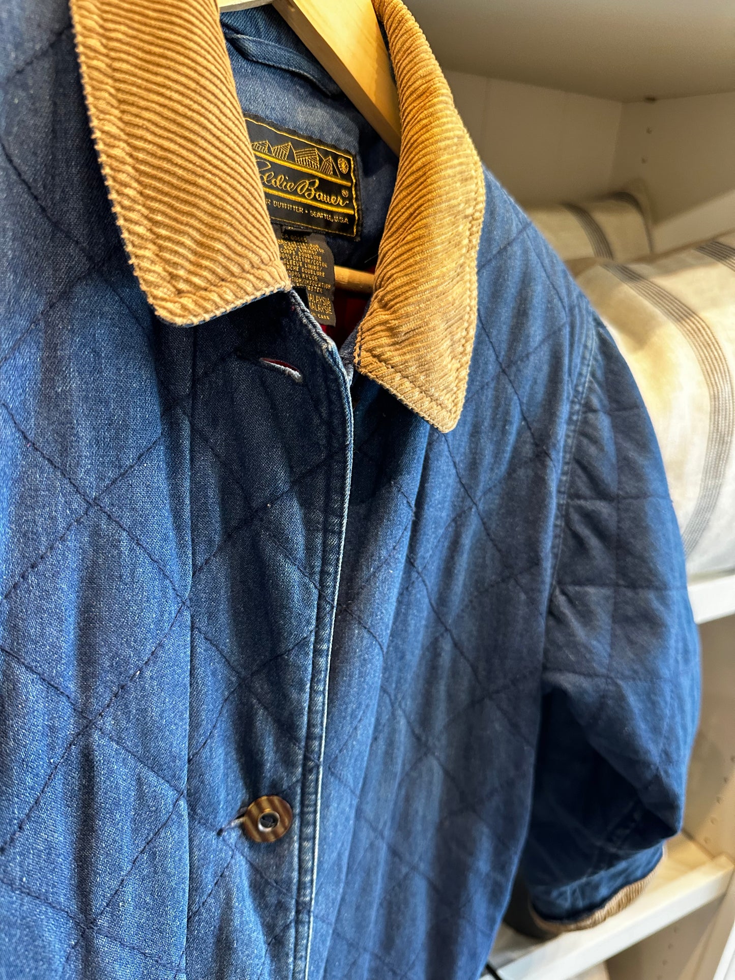 90s Eddie Bauer fleece lined denim chore coat