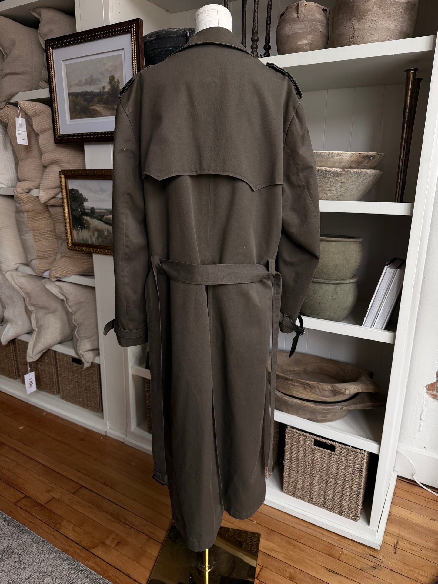 80s/90s Christian Dior green trench with zip out wool lining.