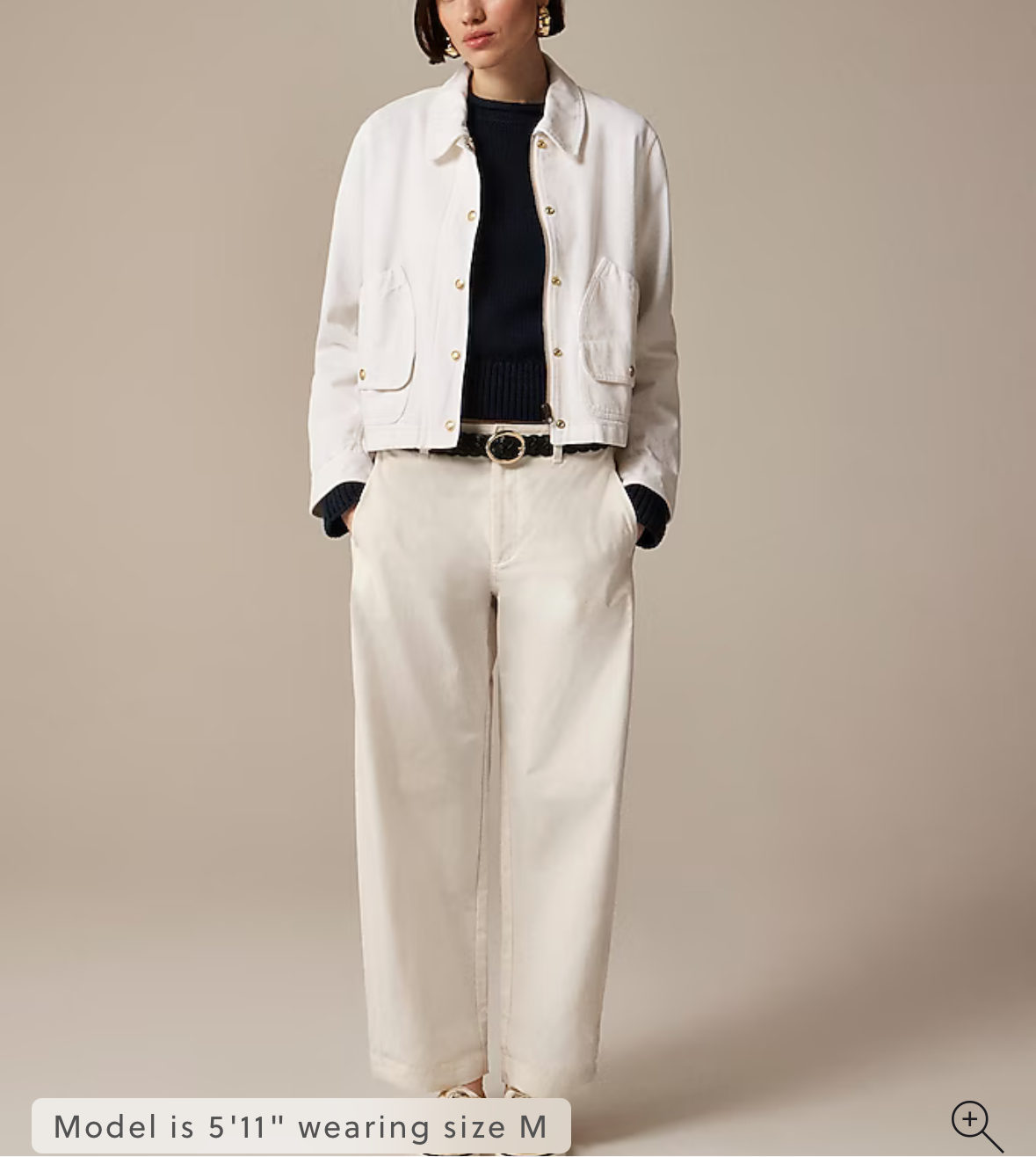 JCrew short white barn jacket in cotton twill