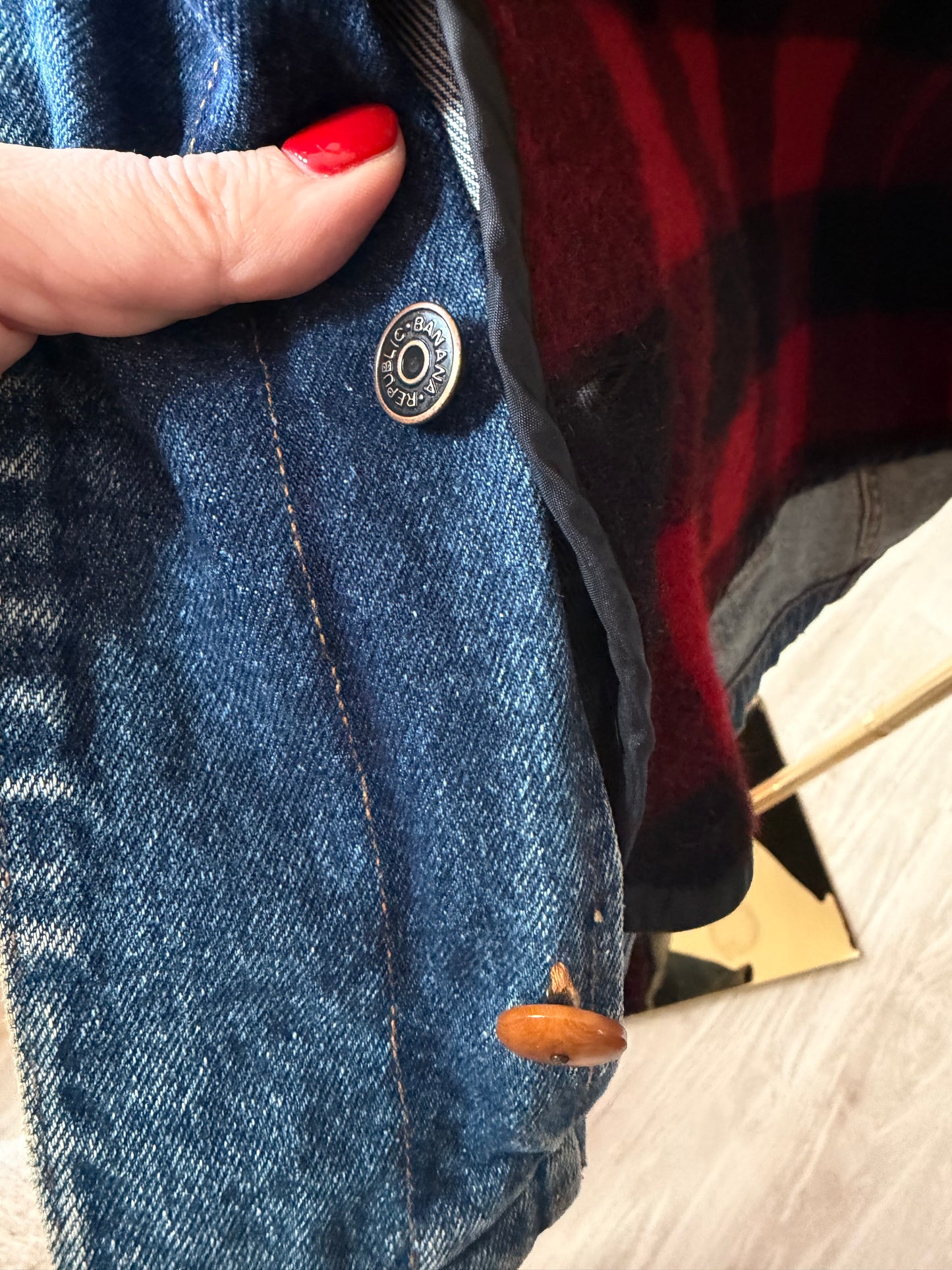 90s Banana Republic denim barn coat with removable wool lining