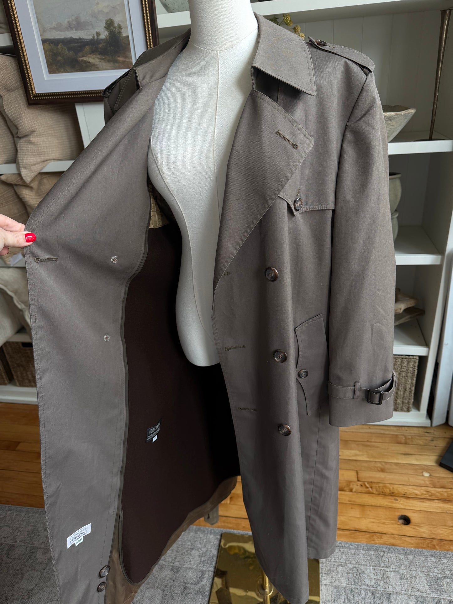 Vintage Christian Dior taupe trench with zip out lining