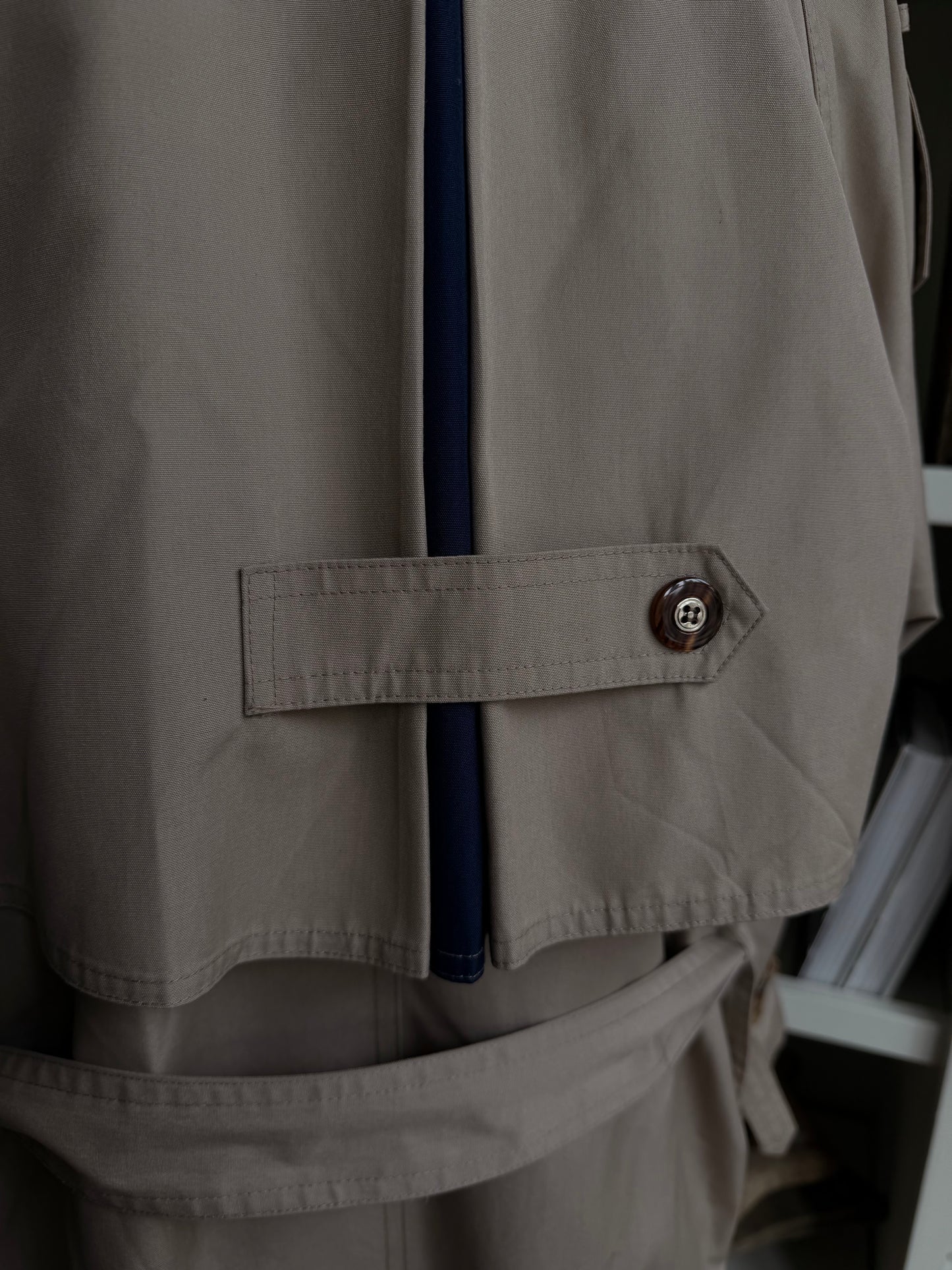 90s J.Galley khaki trench with navy details