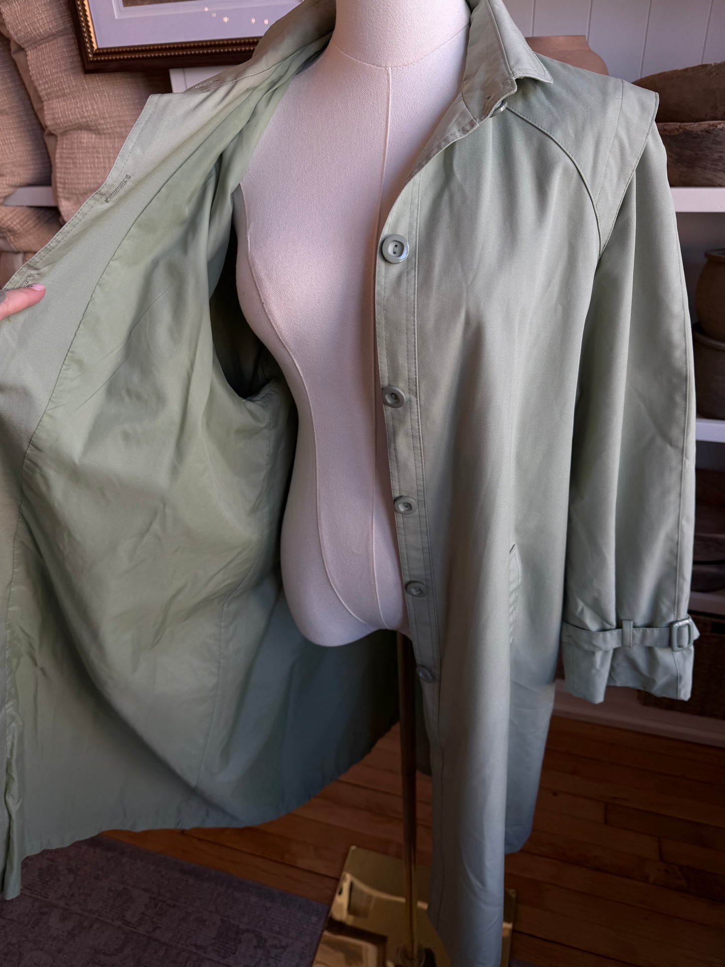 Vintage green light weight trench #8