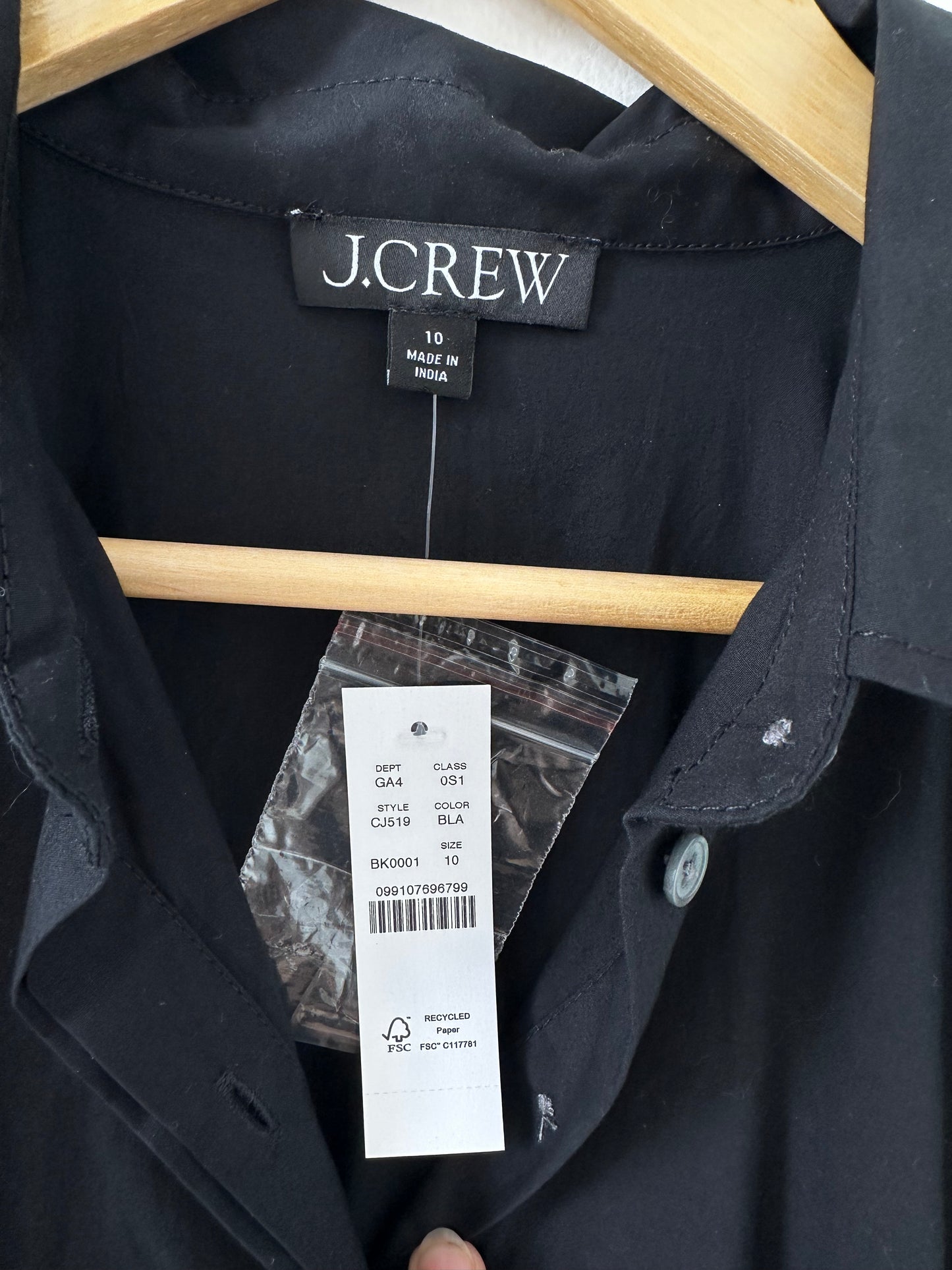JCrew poplin fitted-waist shirt dress. NWT