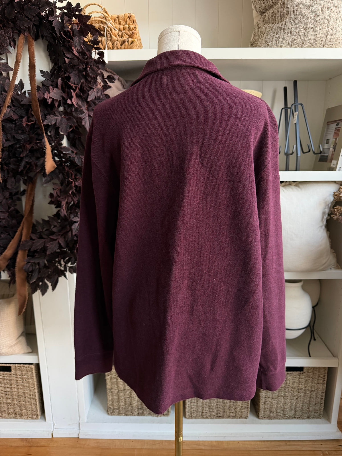 90s Polo Ralph Lauren burgundy cotton half zip. Fits S-L