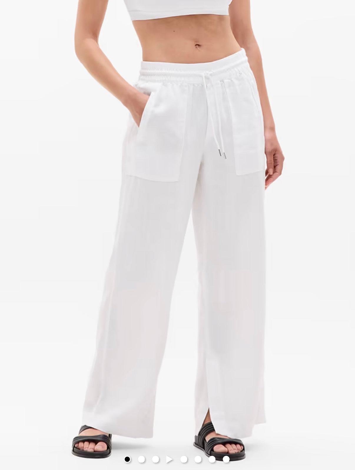 Athleta Retreat Linen high rise wide leg pant in white. Size 10Tall. Never worn