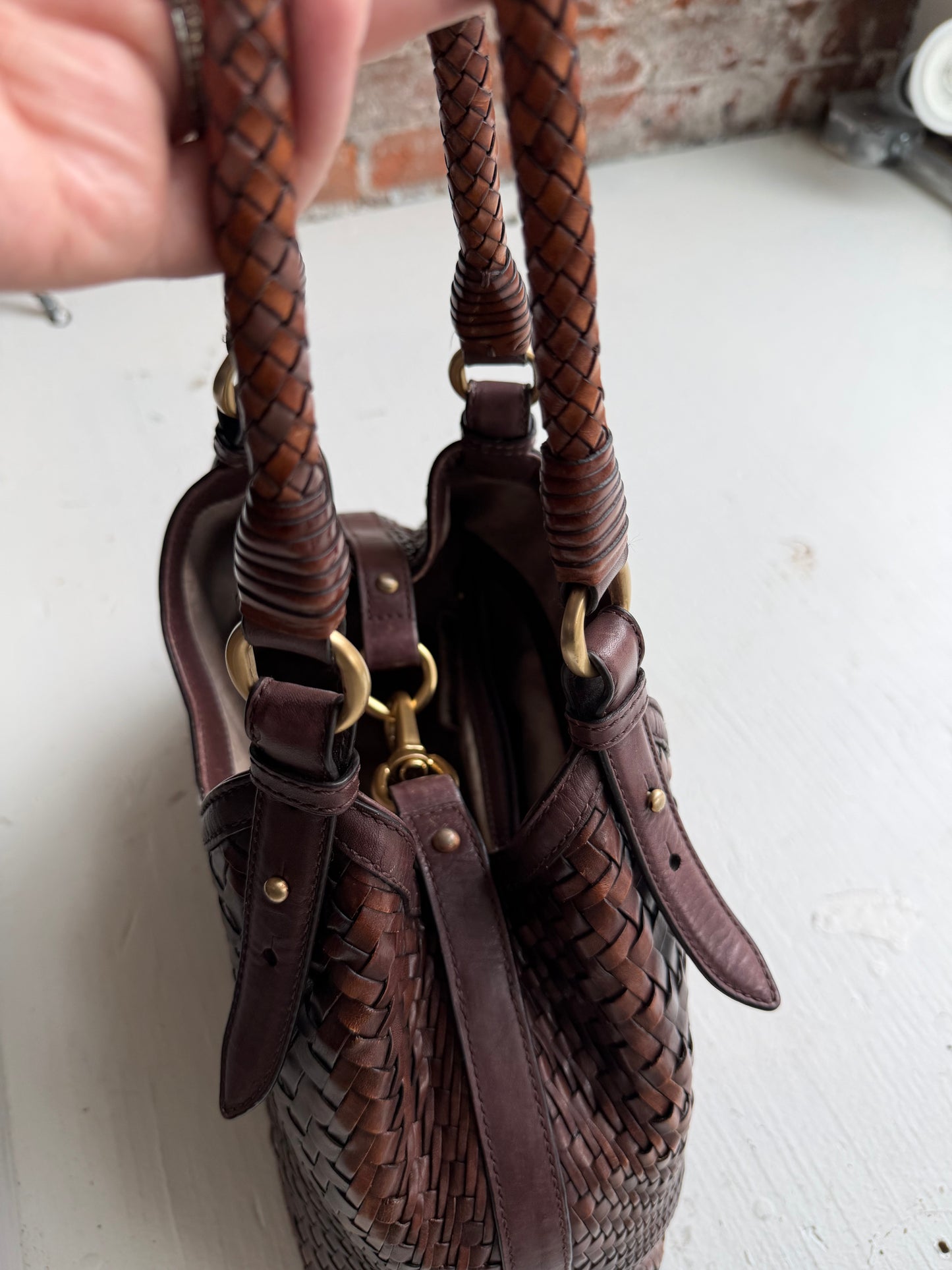 90s Cole Haan woven leather shoulder bag