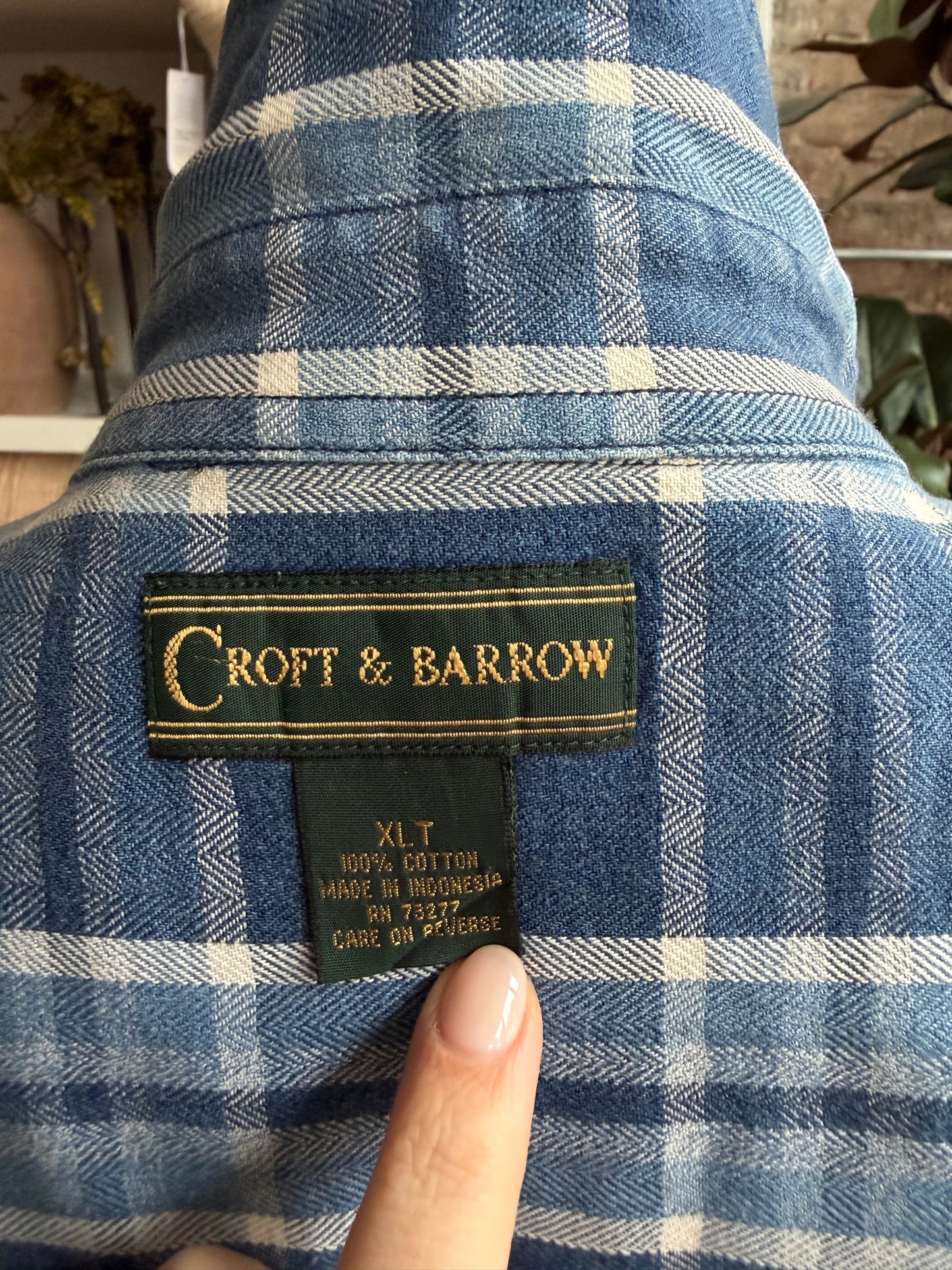 90s Croft and Barrow denim plaid button down