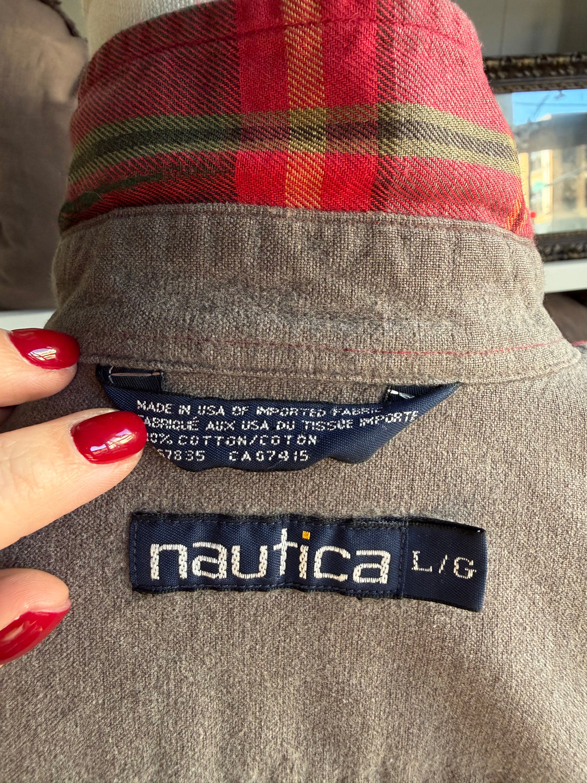 90s Nautica plaid button down. Made in the USA