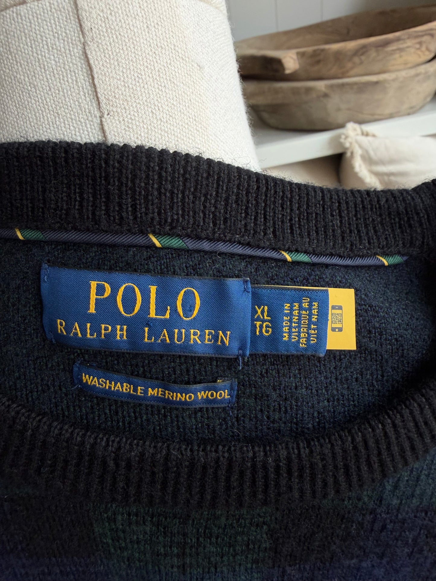 Polo Ralph Lauren Blackwatch plaid sweater in washable merino wool. Fits S-L